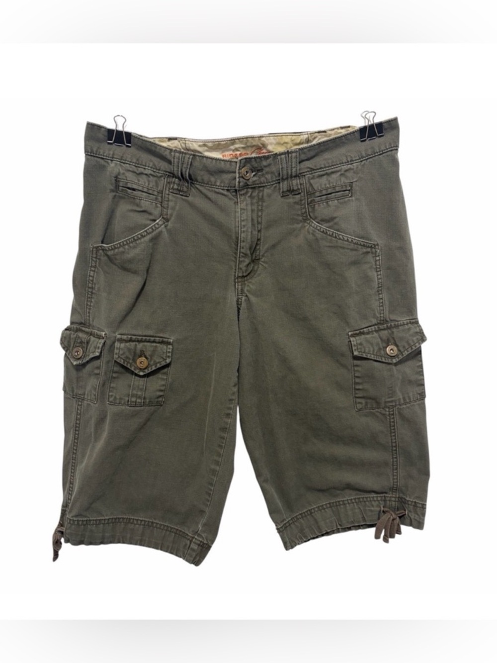 Lee Riders Copper Army Green Ripstop Canvas Cargo Hiking Shorts NWOT 36”W